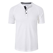 Men's Waffle Tee Waffle Shirt Button T Shirt Henley Shirt Short Sleeves Henley Summer Plain Fashion Designer Basic Vacation Street Going out White Top Tee for Men3