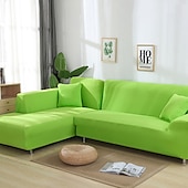 abordables Housse de canapé-housse de canapé extensible bordeaux housse élastique canapé sectionnel fauteuil causeuse 4 ou 4 ou 3 places forme L gris solide doux durable lavable