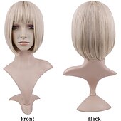 economico parrucca più vecchia-parrucca diritta parrucche bob corte con frangia d&#039;aria parrucca delle donne lunghezza della spalla parrucca cosplay sintetica diritta parrucca bob pastello per ragazza parrucche costume misto colore