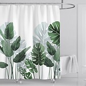 billige Dusjforheng-Dusjforheng med kroker 180cm*180cm(70&quot;*70&quot;) Egnet å skille mellom våt og tørr sone i badet Vanntett Oljeavstøtende Blomster Botanisk Landskap