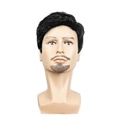 preiswerte Herrenperücken-schwarze perücken für männer perücke kurze schwarze männliche gerade synthetische perücke für männer haarfleece realistische natürliche schwarze toupet-perücken
