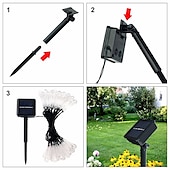 billige Solstrengelys-utendørs solstreng lys utendørs vanntett sol vanndråpe fairy streng lys 7m 50leds dekorativ lampe jul bryllup utendørs hage gårdsplass plen dekorasjon ledet sol hage lys