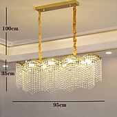 cheap Chandeliers-LED Pendant Light Crystal Modern Gold 95 cm Lantern Desgin Chandelier Stainless Steel Electroplated 110-120V 220-240V
