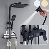 cheap Shower Faucets-Shower Faucet / Shower System / Rainfall Shower Head System Set - Handshower Included LED Rainfall Shower Contemporary Electroplated / Painted Finishes Mount Outside Ceramic Valve Bath Shower Mixer