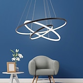 cheap Circle Design-3-Light 80/60/40/20 cm LED Pendant Light Metal Acrylic Ring Circle Design Dimmable Painted Finishes Modern 90W/113W 3-Rings 4-Rings ONLY DIMMABLE WITH REMOTE CONTROL