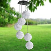 cheap Landscape Lights-Solar Wind Chime Light Outdoor Lights Waterproof Colorful LED Ball Light Outdoor Hanging Lamp Balcony Garden Patio Room Decoration  IP65 LED Solar Garden Light