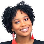 levne Nejkvalitnější paruky-Syntetické paruky Afro Kinky Asymentrický střih Paruka Krátký Černá Umělé vlasy Dámské cosplay Párty Módní Černá