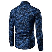 preiswerte Pflanzen Muster-Herren Blumen Hemd Knopfhemd Langarm Modisch Designer Leicht Hochzeit Urlaub Party Umlegekragen Bedruckt Weiß Rote Blau