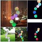 cheap Landscape Lights-Solar Wind Chime Light Outdoor Lights Waterproof Colorful LED Ball Light Outdoor Hanging Lamp Balcony Garden Patio Room Decoration  IP65 LED Solar Garden Light