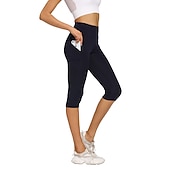 abordables Leggings et collants de yoga-Femmes Pantalon de yoga Poches Latérales Lifting des fesses Contrôle du ventre Taille haute Pilates Entraînement en salle Course Collants Leggings Capri Bas Imprimé Noir + Rose + Vert Noir Blanche