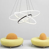 cheap Circle Design-3-Light 80/60/40/20 cm LED Pendant Light Metal Acrylic Ring Circle Design Dimmable Painted Finishes Modern 90W/113W 3-Rings 4-Rings ONLY DIMMABLE WITH REMOTE CONTROL