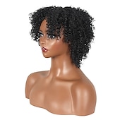 levne Nejkvalitnější paruky-Syntetické paruky Afro Kinky Asymentrický střih Paruka Krátký Černá Umělé vlasy Dámské cosplay Párty Módní Černá