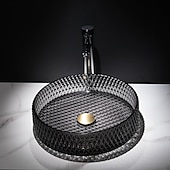 abordables Éviers-Lavabo de salle de bain avec robinet chromé, lavabo en verre, lavabo à cylindre, lavabo à main, installation de plan de travail, bassin en verre avec robinet en laiton chromé