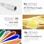 cheap Neon LED Lights-LED Neon Flex Strip Lights 6mm Narrow Neon Light 12V LED Strip Waterproof 5M Cutable DIY Led Neon Light Strip for Indoor Outdoor Home Decoration and DC12V Adapter and Touch Dimmer Switch Kit