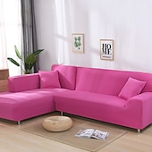 abordables Housse de canapé-housse de canapé extensible bordeaux housse élastique canapé sectionnel fauteuil causeuse 4 ou 4 ou 3 places forme L gris solide doux durable lavable
