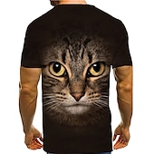 お買い得  アニマルプリントTシャツ-男性用 猫 グラフィック Tシャツ 半袖 Tシャツ 3Dプリント ラウンドネック シャツ デザイナー カジュアル 大きくて背が高い 日常 祝日 ブラック 夏 衣類 S M L XL XXL 3XL