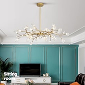 economico Lampadari-ha condotto la luce del pendente 27 36 45 54 teste lampadario firefly ha condotto l&#039;illuminazione a sospensione lampada a soffitto postmoderna lampada a sospensione ramo in oro rosa lampadario a led