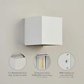 cheap Outdoor Wall Lights-LED Outdoor/Indoor Wall Light IP65 12W 6000K White 3000K Warm Adjustable Beam Angle Waterproof 1000lm Sconce Fixture for Home Garden