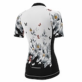 お買い得  ウィメンズジャージ-女性用 サイクリングジャージー バタフライ 花 植物 フラワー 半袖 バイク ジャージー トップス 3つのリアポケット付き マウンテンサイクリング ロードバイク 速乾性 ソフト 反射性ストリップ 後ポケット スポーツ ホワイト レッド ブルー 衣類