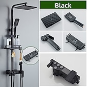 cheap Shower Faucets-Shower Faucet / Shower System / Rainfall Shower Head System Set - Handshower Included LED Rainfall Shower Contemporary Electroplated / Painted Finishes Mount Outside Ceramic Valve Bath Shower Mixer