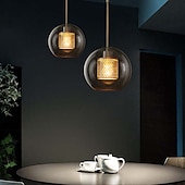abordables Éclairages pour îlot-1 lumière 20 cm led suspension design unique verre lanterne galvanoplastie rétro style industriel salle à manger salon lumière 110-120/220-240v