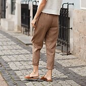 levne Kalhoty-Dámské Běžný Bavlněné plátěné kalhoty Kalhoty chinos Kalhoty Základní Neformální / sportovní Po kotníky Středně vysoký pas Jednoduchý Jednobarevné Kapsy Vydutý Pohodlné Neelastické Denní Víkend Bíl
