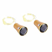 economico Striscie luci ad energia solare-solare bottiglia di vino luci della stringa decorazione di cerimonia nuziale all&#039;aperto 2 m 20 led lucine con sughero impermeabile luce di natale rame ghirlanda patio giardino luci della stringa 10