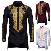 preiswerte afrozentrische Mode-Herren Hemd Moderne afrikanische Outfits Afrikanischer Druck Dashiki Maskerade Erwachsene Hemd Party