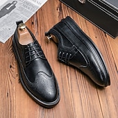 billiga Tillfällig-vita brogue-derbyskor för män - snygga lädersneakers med snörning för vardags- och högtidskläder