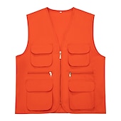 cheap Vests-Men&#039;s Women&#039;s Fishing Vest Hiking Vest Sleeveless Jacket Coat Top Outdoor Multi-Pockets Breathable Quick Dry Lightweight Winter Summer Polyester Yellow Orange Red Camping / Hiking Fishing