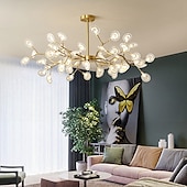 economico Lampadari-ha condotto la luce del pendente 27 36 45 54 teste lampadario firefly ha condotto l&#039;illuminazione a sospensione lampada a soffitto postmoderna lampada a sospensione ramo in oro rosa lampadario a led