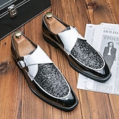 cheap Semi-Formal-Men&#039;s Gold Glitter Dress Shoes – Shiny Formal Buckle Loafers for Parties, Weddings, and Special Events