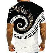 voordelige 3D T-shirts-muziekfestival Voor heren 3D Muziekinstrument Overhemd T-shirt T-shirts Korte mouw T-shirt 3D-afdrukken Ronde hals Overhemd Ontwerper Casual Groot en klein Dagelijks Feestdagen Zwart / Wit Zomer