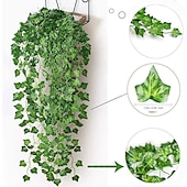 abordables Lumières de cordes solaires-Guirlande lumineuse solaire à LED de 2 m pour réception de mariage élégante – 8 modes, blanc chaud, étanche IP65, feuilles de lierre suspendues pour cour, décoration murale