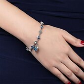 abordables Brazaletes-Mujer Azul Blanco Cadenas y esclavas Tenis pulseras Brazalete Clásico De moda Moda De moda Ocasional / deportivo Coreano Estilo lindo Cobre Pulsera pulsera Plata Para Deporte Regalo Cita Cumpleaños