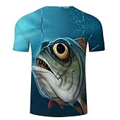 お買い得  アニマルプリントTシャツ-男性用 男女兼用 動物 グラフィック 観賞魚用 Tシャツ 面白いTシャツ 半袖 Tシャツ 3Dプリント クルーネック シャツ デザイナー ベーシック 大きくて背が高い カジュアル 日常 祝日 ホワイト ネービーブルー ブルー 衣類 プラスサイズ S M L XL XXL 3XL