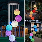 cheap Landscape Lights-Solar Wind Chime Light Outdoor Lights Waterproof Colorful LED Ball Light Outdoor Hanging Lamp Balcony Garden Patio Room Decoration  IP65 LED Solar Garden Light