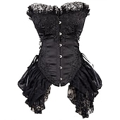 cheap Tops-Vintage Rococo Punk &amp; Gothic Overbust Corset Bustier Bodyshaper Pirate Lace Women&#039;s Fantasy Halloween Carnival Valentine&#039;s Day Party / Evening Prom Adults&#039; Bra Underwear All Seasons