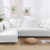 abordables Housse de canapé-housse de canapé extensible bordeaux housse élastique canapé sectionnel fauteuil causeuse 4 ou 4 ou 3 places forme L gris solide doux durable lavable
