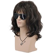tanie Peruki męskie-cefal peruka syntetyczna peruka fala schludny bang peruka średniej długości brązowe blond włosy syntetyczne męskie na imprezę cosplay peruka (tylko peruka)