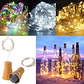 economico Striscie luci ad energia solare-luce solare esterna della stringa ha condotto la luce solare del giardino 2m 20led bottiglia di vino ad energia solare a forma di sughero stringa di filo di rame principale luce esterna festival