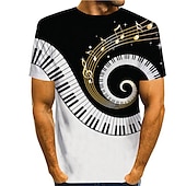 voordelige 3D T-shirts-muziekfestival Voor heren 3D Muziekinstrument Overhemd T-shirt T-shirts Korte mouw T-shirt 3D-afdrukken Ronde hals Overhemd Ontwerper Casual Groot en klein Dagelijks Feestdagen Zwart / Wit Zomer