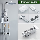 cheap Shower Faucets-Shower Faucet / Shower System / Rainfall Shower Head System Set - Handshower Included LED Rainfall Shower Contemporary Electroplated / Painted Finishes Mount Outside Ceramic Valve Bath Shower Mixer