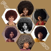 economico Parrucche di altissima qualità-parrucche marroni per le donne parrucca afro marrone chiaro per le donne nere parrucche afro gonfie marrone chiaro parrucca grande e morbida dall&#039;aspetto naturale anni &#039;70 parrucca sintetica riccia