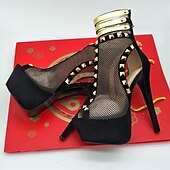 cheap Platform Heels-Women&#039;s Sandals Boots Stilettos Platform Sandals Sandals Boots Summer Boots Rivet Platform High Heel Stiletto Heel Peep Toe Yellow White Black Sandals