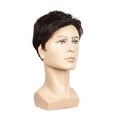 preiswerte Herrenperücken-schwarze perücken für männer perücke kurze schwarze männliche gerade synthetische perücke für männer haarfleece realistische natürliche schwarze toupet-perücken