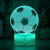 billige Dekorative lys-Gave fotball 3D nattlys barn 16 farger endring optisk illusjonslamper med fjernkontroll bursdagsgaver til sportsfan gutter jenter og voksne