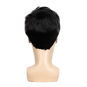 preiswerte Herrenperücken-schwarze perücken für männer perücke kurze schwarze männliche gerade synthetische perücke für männer haarfleece realistische natürliche schwarze toupet-perücken