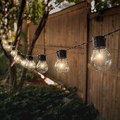 economico Striscie luci ad energia solare-elegante festa di ricevimento di nozze luci a globo per esterni luci solari a led per matrimonio 6m-30 lampadine 5m-20 lampadine luci da giardino per matrimonio impermeabili per layout di festa di