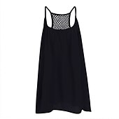 billige Sundresses-Dame Mini kjole Kjole med stropper Fritid Normal Ren farge Ermeløs lysende grønne Svart Hvit Oransje Sommer Vår